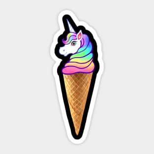 Rainbow Unicorn Unicone Ice Cream Cone Sticker